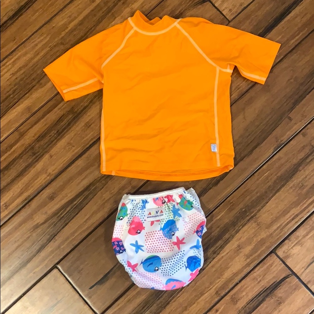 Swim shirt and swim diaper 24m